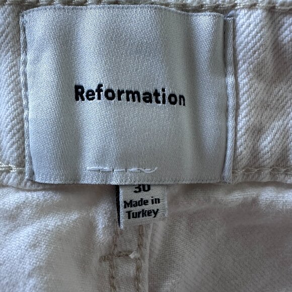 Reformation Cary High Rise Slouchy Wide Leg Jeans Fior Di Latte Studded Size 30 - Picture 3 of 10